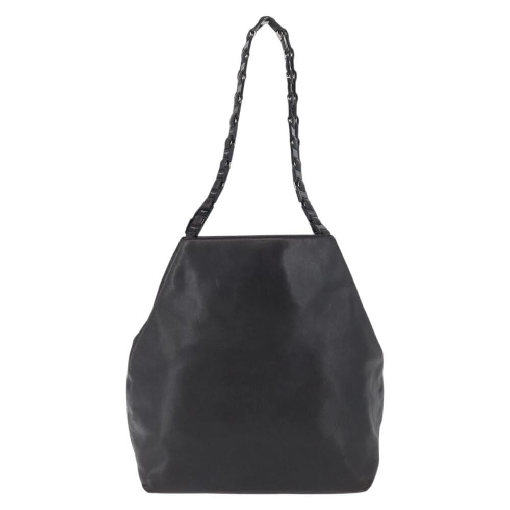 Salvatore Ferragamo Leather Vara Chain Shoulder Bag Black